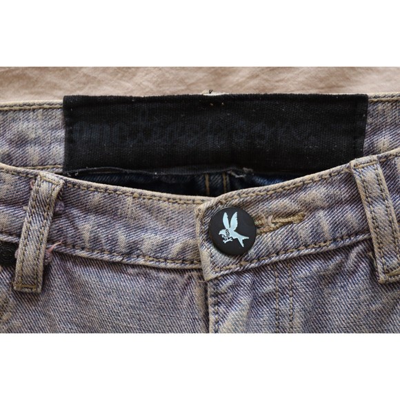 One X One Teaspoon Jeans Size 25 Distress Denim Flare Patched Frayed Grunge Emo - Picture 5 of 10